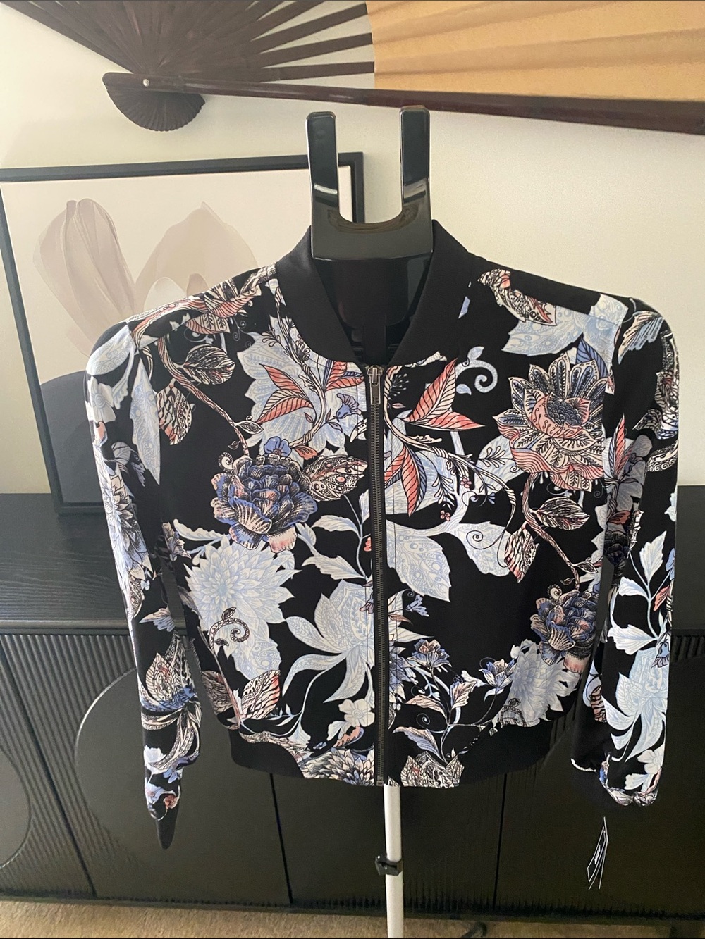 Vintage Y2K A. Byer Floral Patterned Bomber Jacket